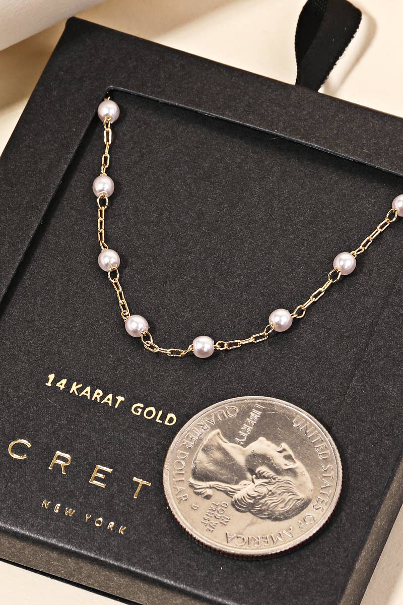 Secret Box Chain Pearl Station Necklace
