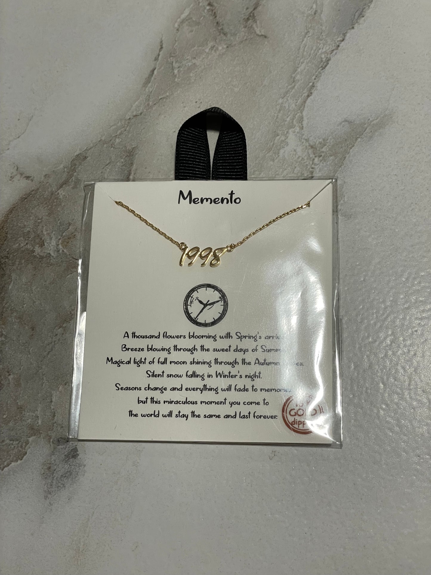 Year 1998 Print Charm Necklace
