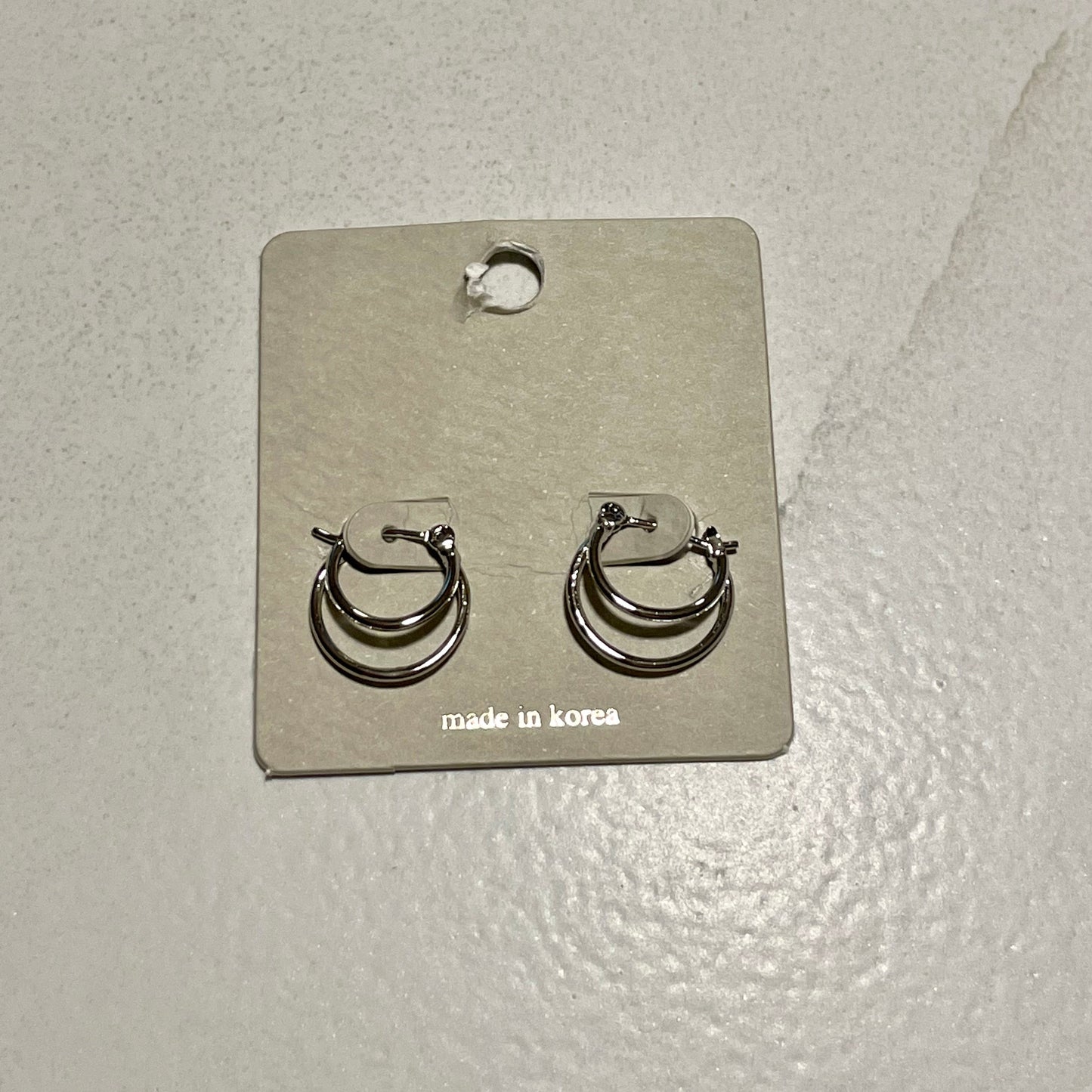 Layered Silver Latch Hoop Earrings