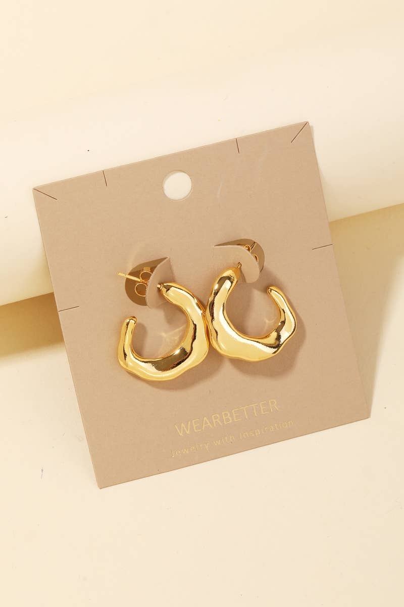 Abstract Metallic Hoop Earrings