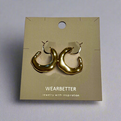 Abstract Metallic Hoop Earrings