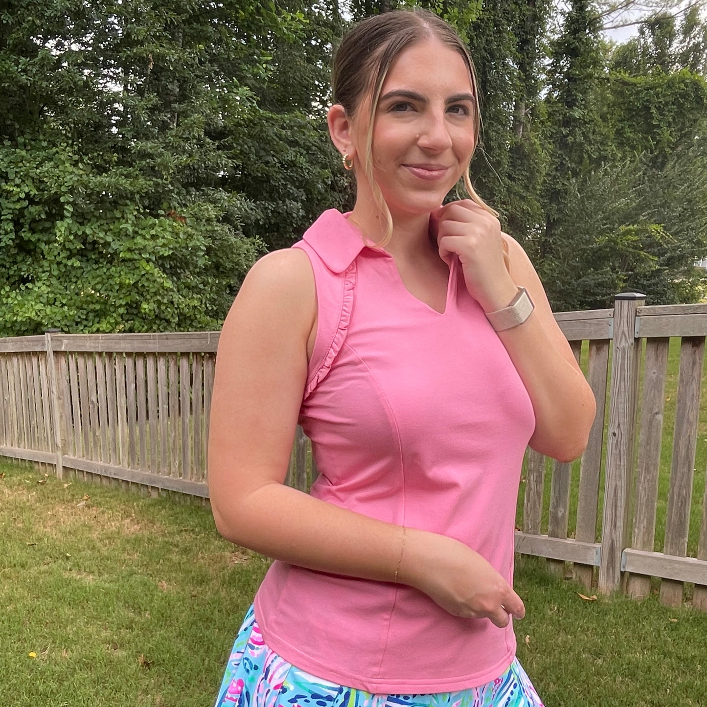 Pink Ruffle Golf Shirt